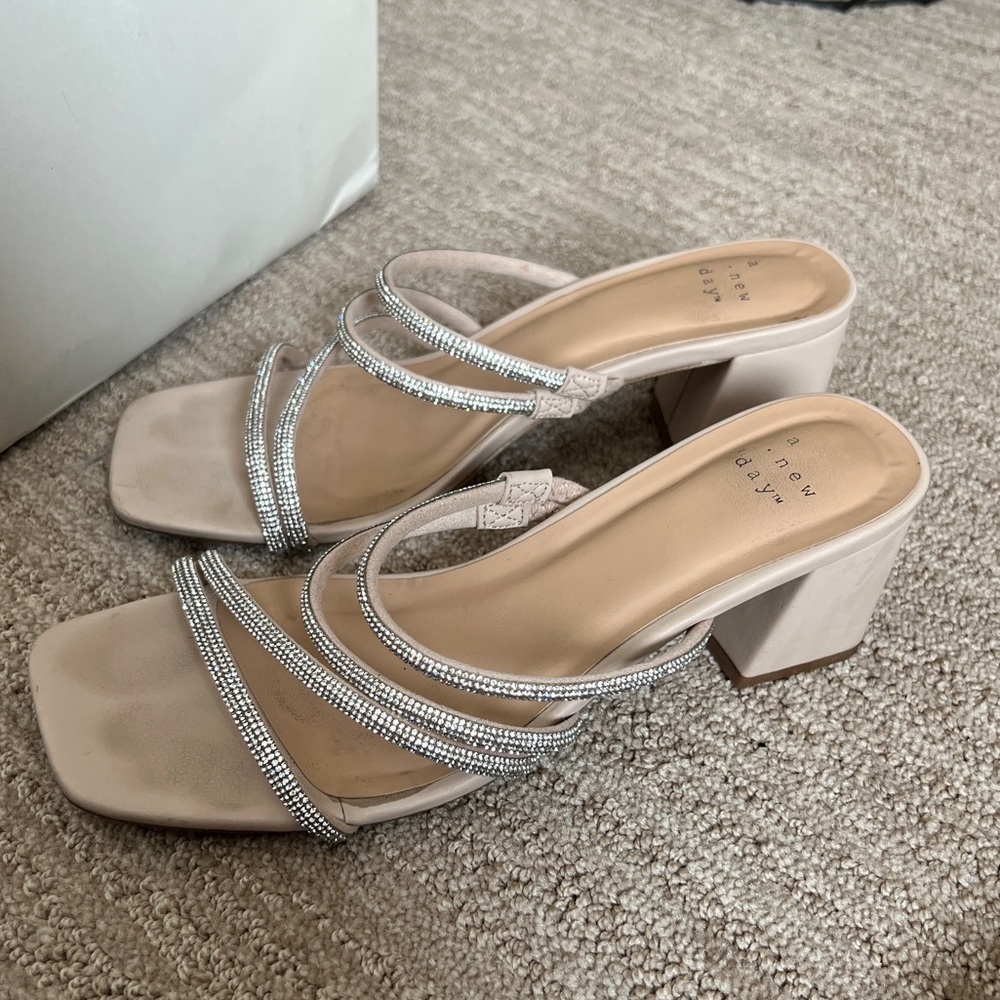 a new day Silver Strappy Block Heel Sandals